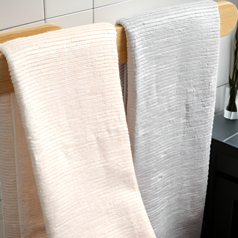 ノンホール取付竹製バスルームタオルラック