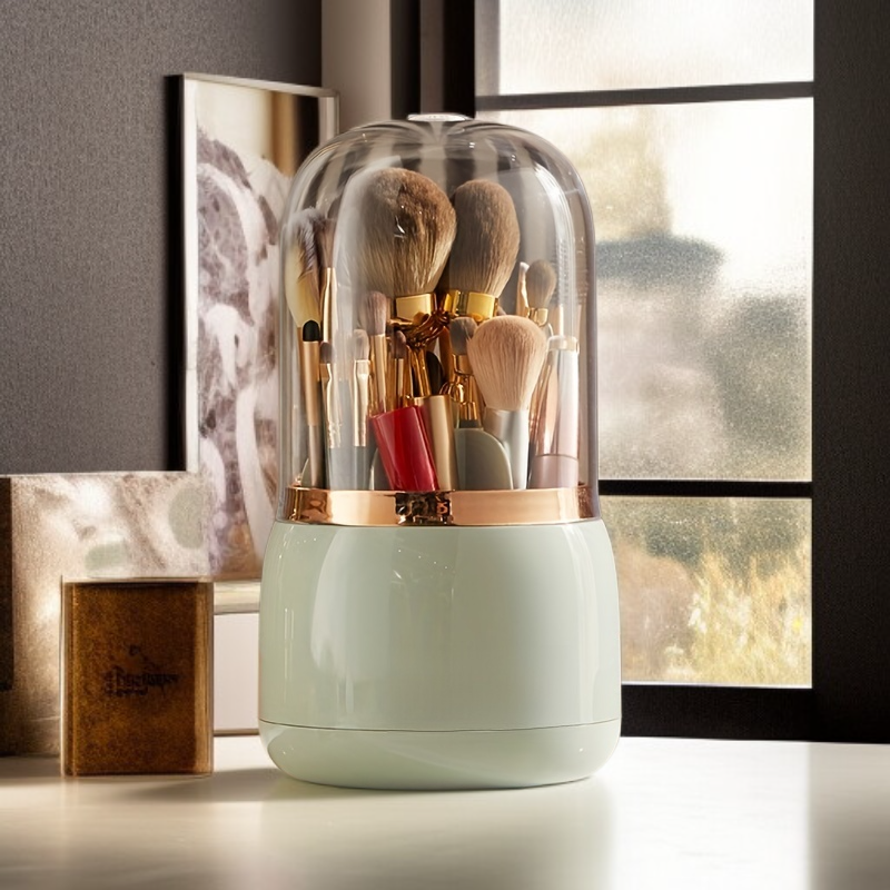 360도 회전 방진 뚜껑 메이크업 브러시 정리대 데스크톱