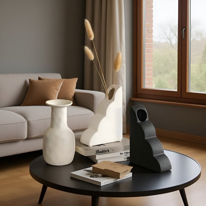 Dekorativní černobílá váza z keramiky