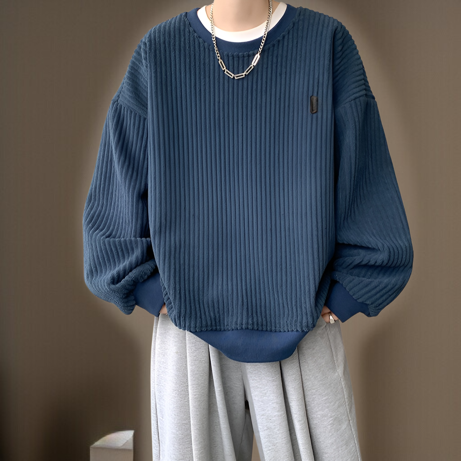 ラウンドネックカジュアルメンズジャケット全体像