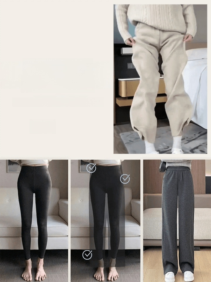 가을 겨울용 뒤 기모 하이 웨스트 레이디스 팬츠