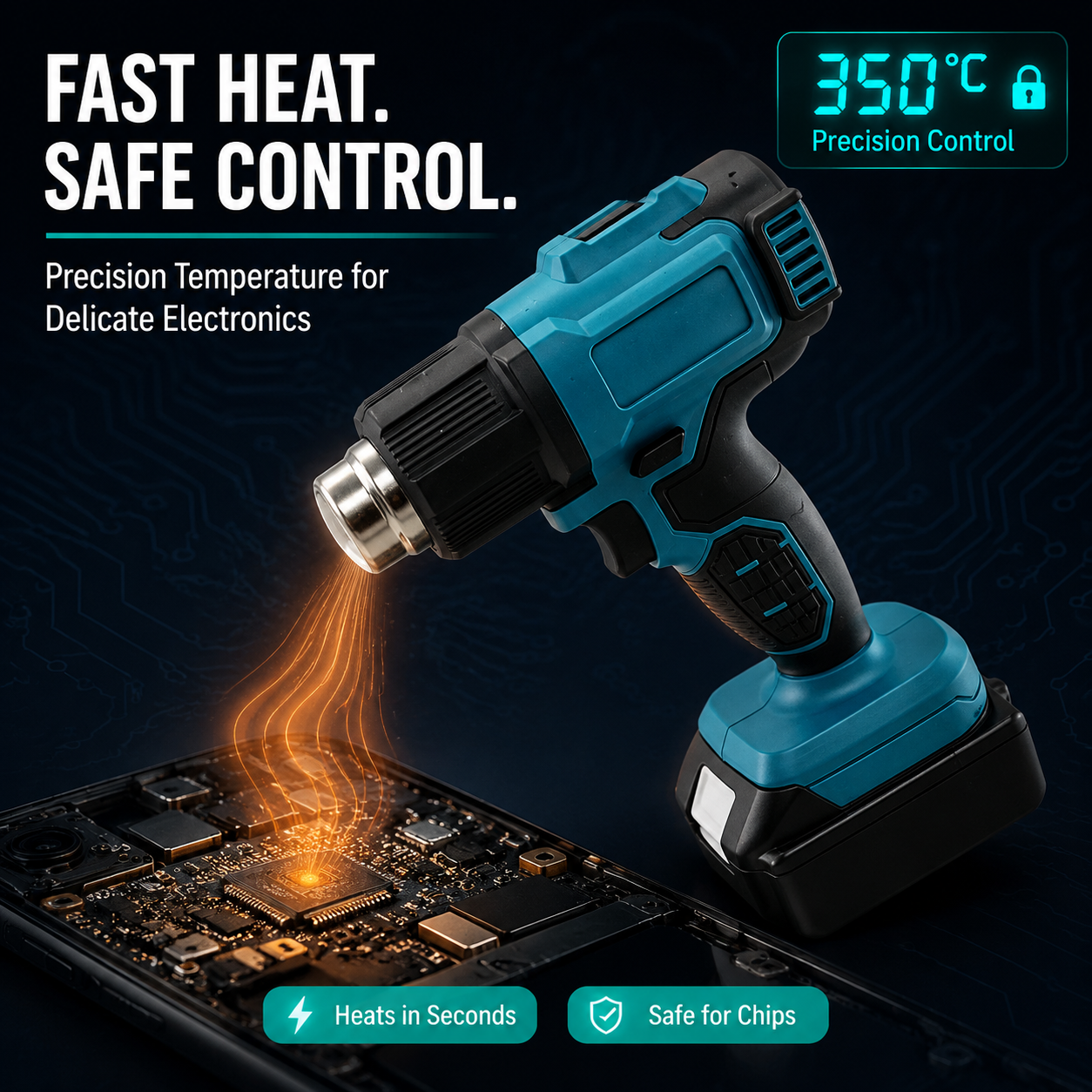 Cordless Handheld Hot Air Gun for Mobile Phone Repair