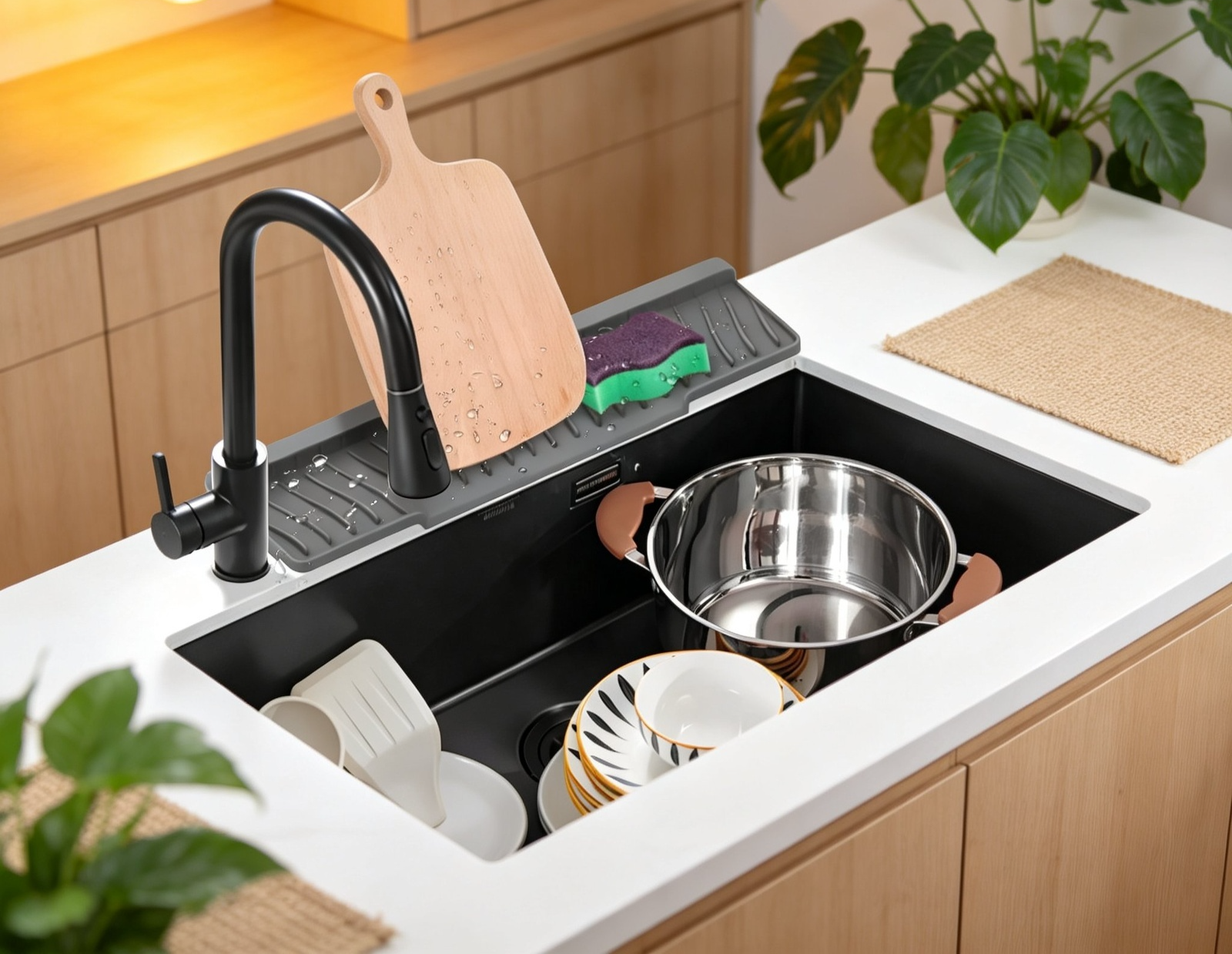 Quadratische Silikonmatte mit optimalem Wasserablauf