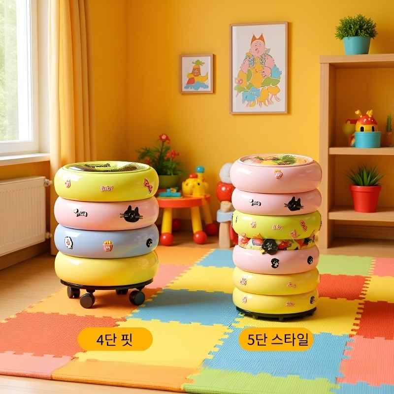 도파민 대형 이동식 뚜껑 쓰레기통