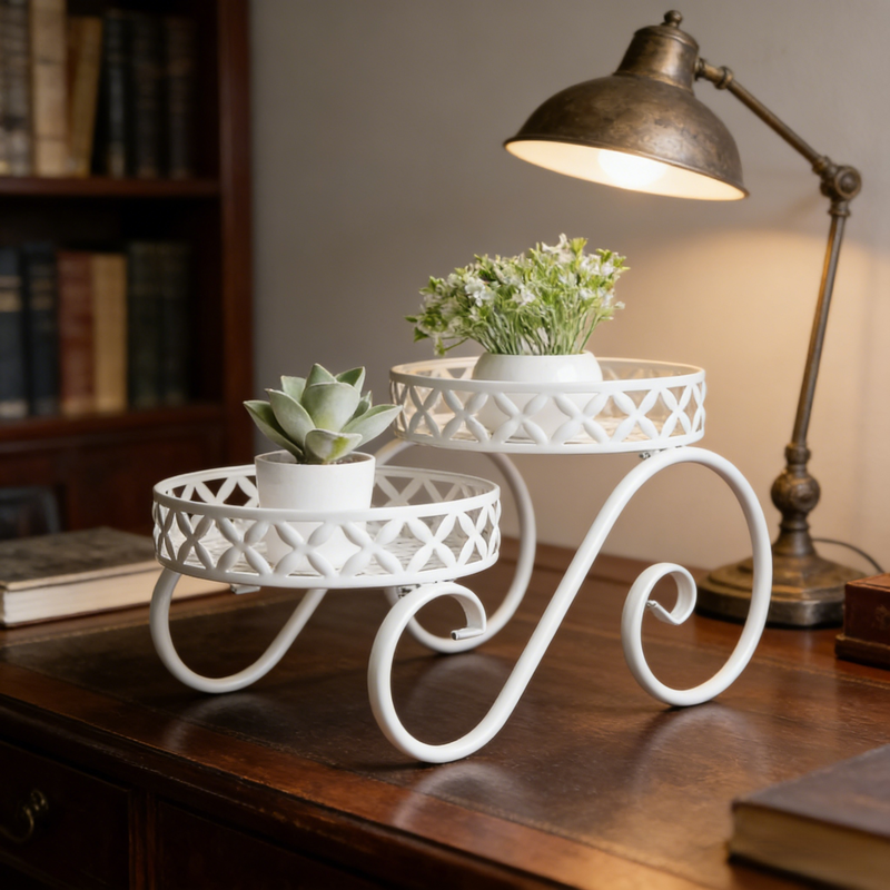 復古鐵藝花盆架高雅雙層花架