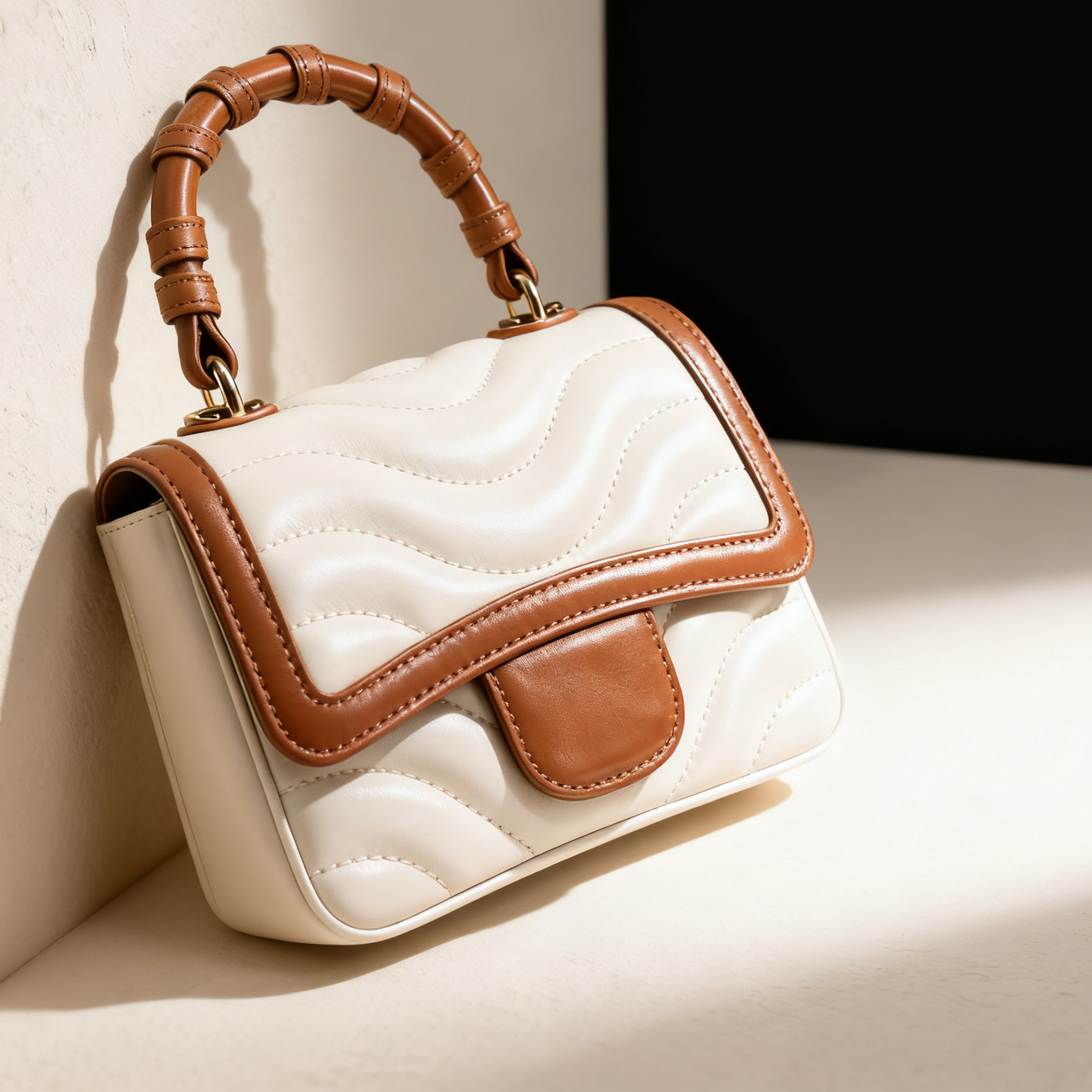 กระเป๋าถือเย็บลายต่อสีสุดหรู