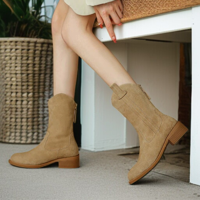 女性のチャンキーヒールマーチンブーツはファッションブーツ通勤ジッパー小さなショートブーツ西洋のカウボーイブーツライダーショートブーツを霜