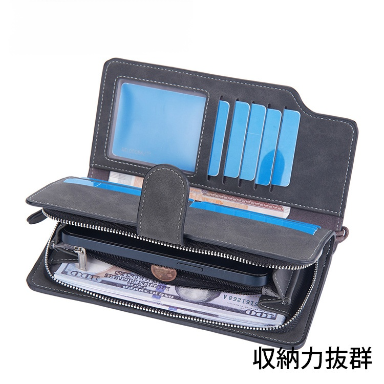 メンズレザー製多機能大容量長財布