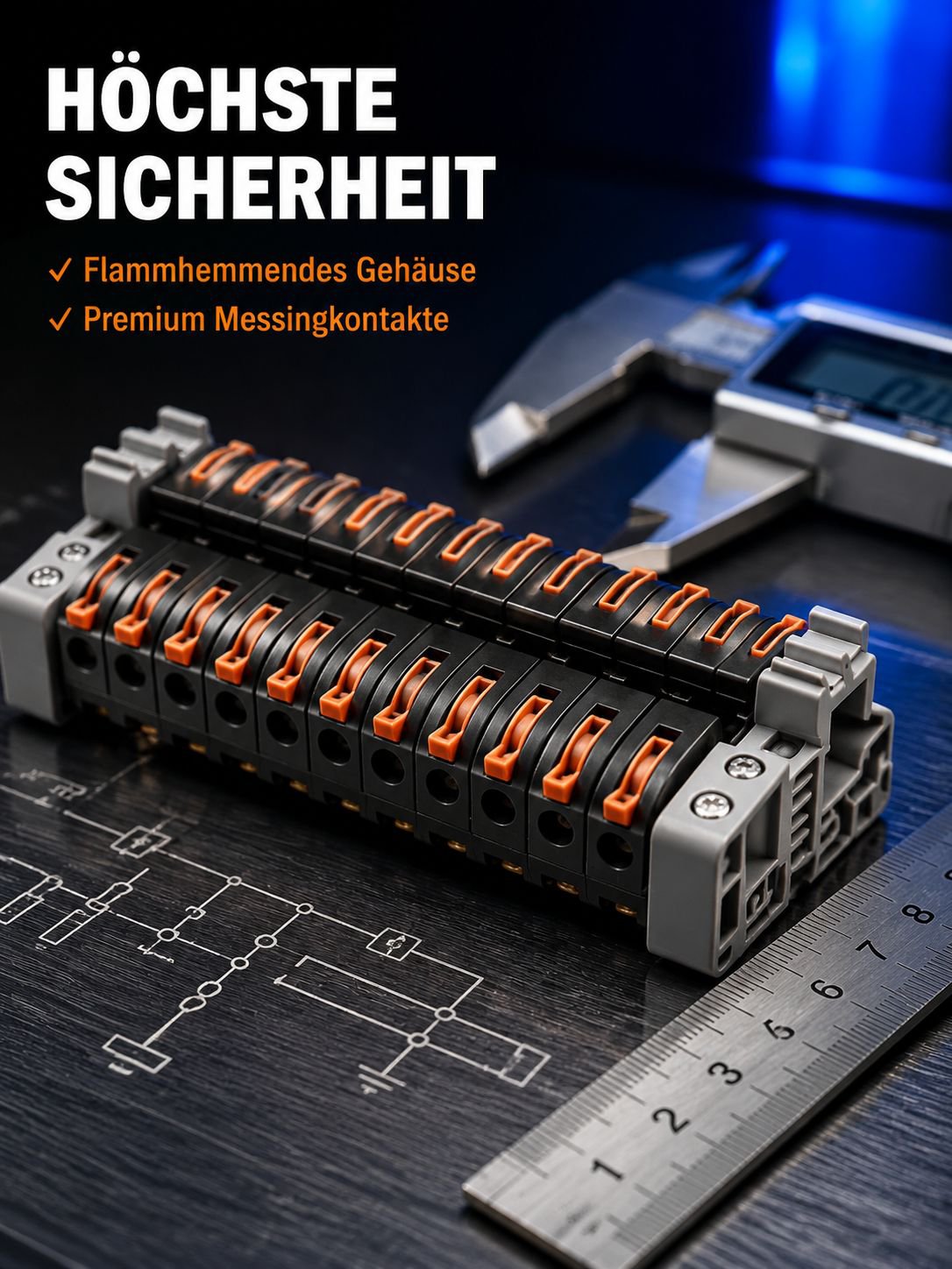 Hutschienenmontierbarer Druckanschluss-Verteilerblock