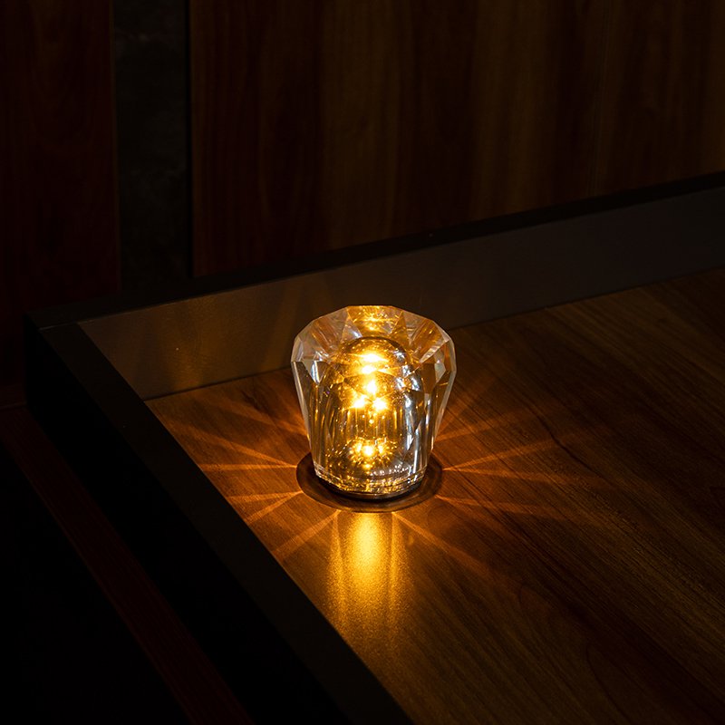 簡約室內照明無線可擕式水晶檯燈