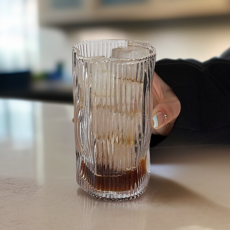復古直紋玻璃水杯