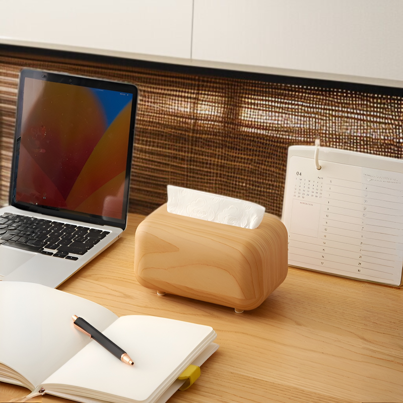 可愛い木製ティッシュボックス 自動高さ調整機能付き マグネット式開閉 北欧スタイル
