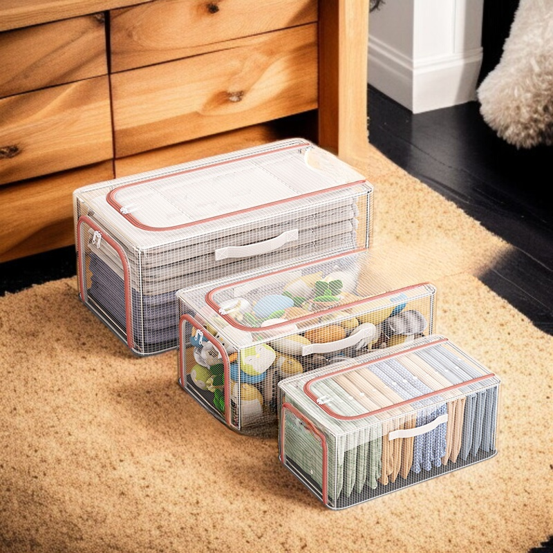Caja organizadora de ropa con diseño transparente