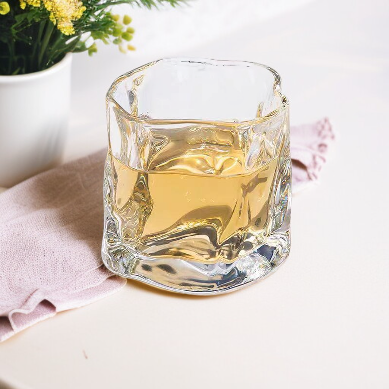 Summer Twist Glass Cup - Unique Shaped Whiskey and Water Tumbler