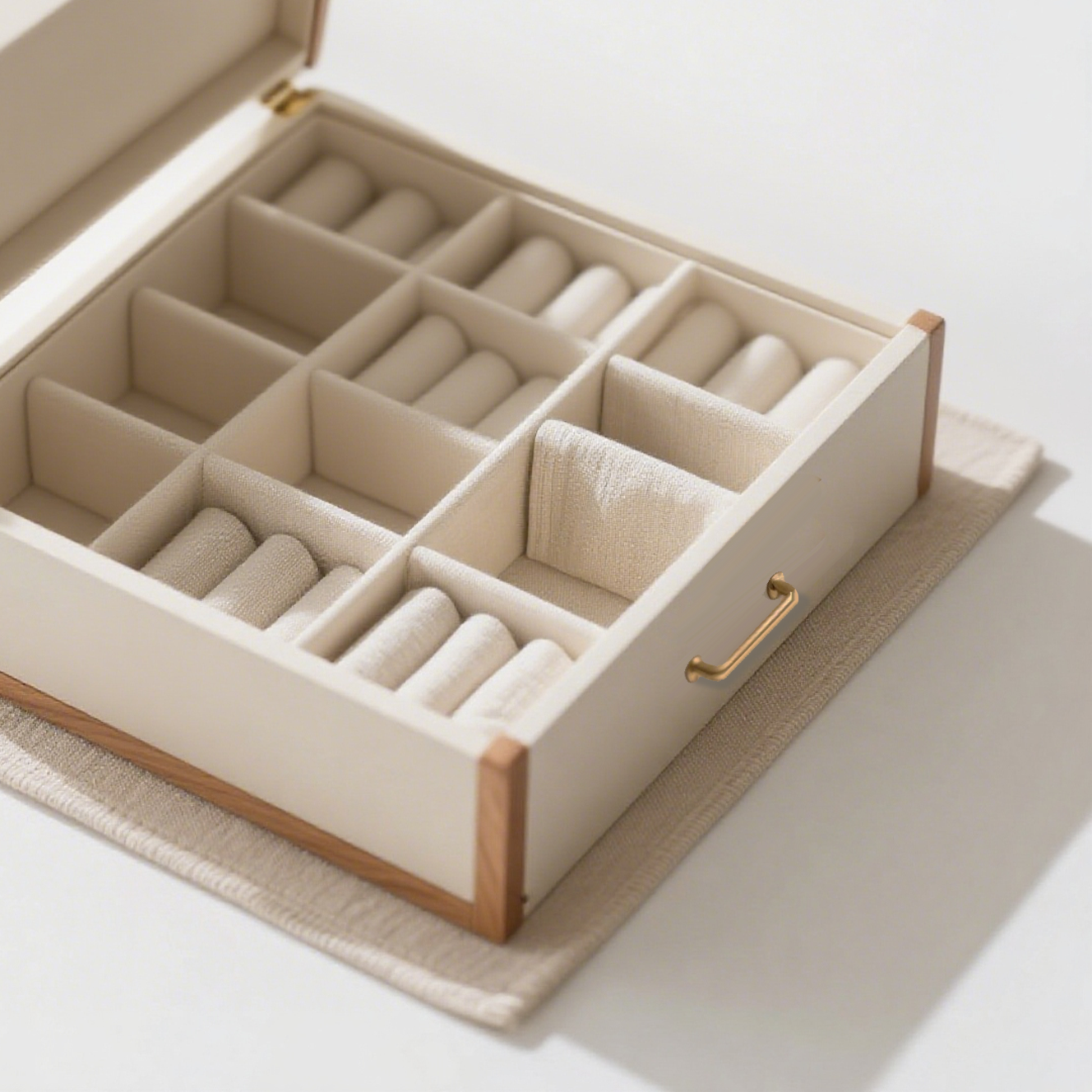 Caja de almacenamiento de joyas vintage forrada de terciopelo