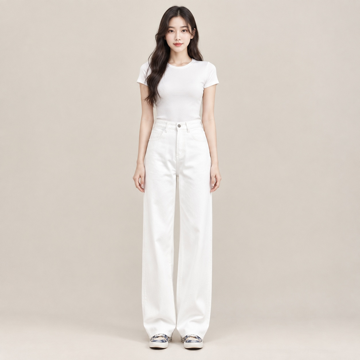 봄가을 신상 하이웨스트 슬림핏 와이드 데님 팬츠 여성용