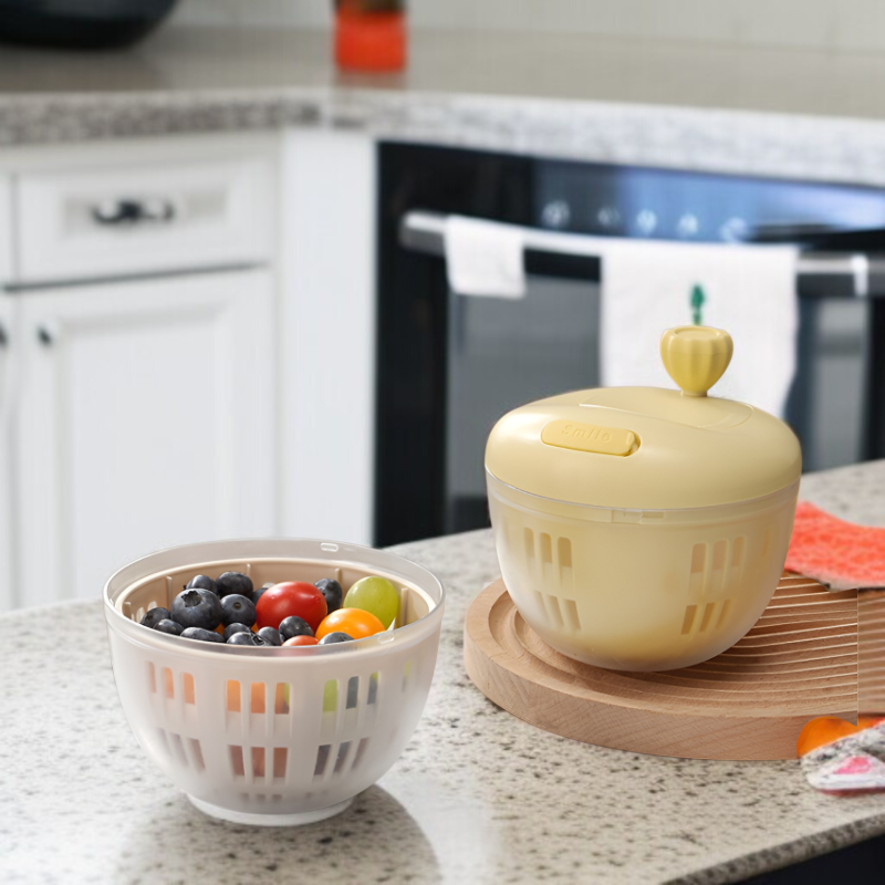 サラダ野菜乾燥機 家庭用排水乾燥機 果物 手動 水かご キッチンツール 野菜洗い桶 工芸品