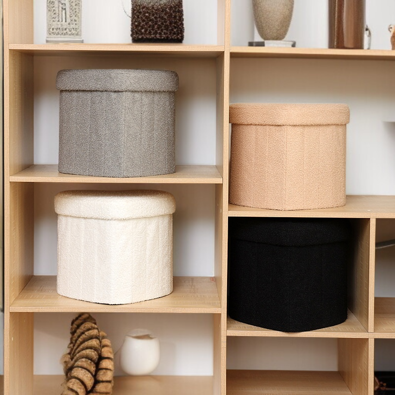 Puf organizador con forma de corazón y tela suave Teddy, ideal para el sofá