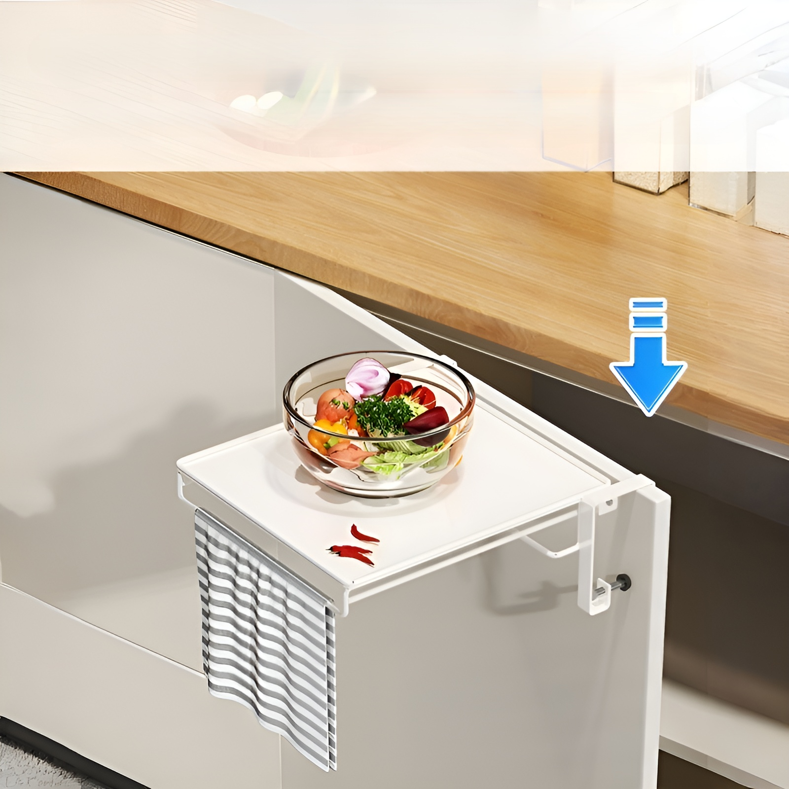 Estante de cocina plegable para colgar en la puerta del gabinete