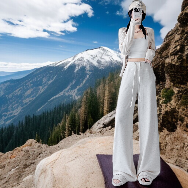 와이드 와이드 팬츠 여 쁘띠 소프트 하이웨스트 날씬해 보이는 팬츠 스커트 봄가을 드롭 와이드 팬츠