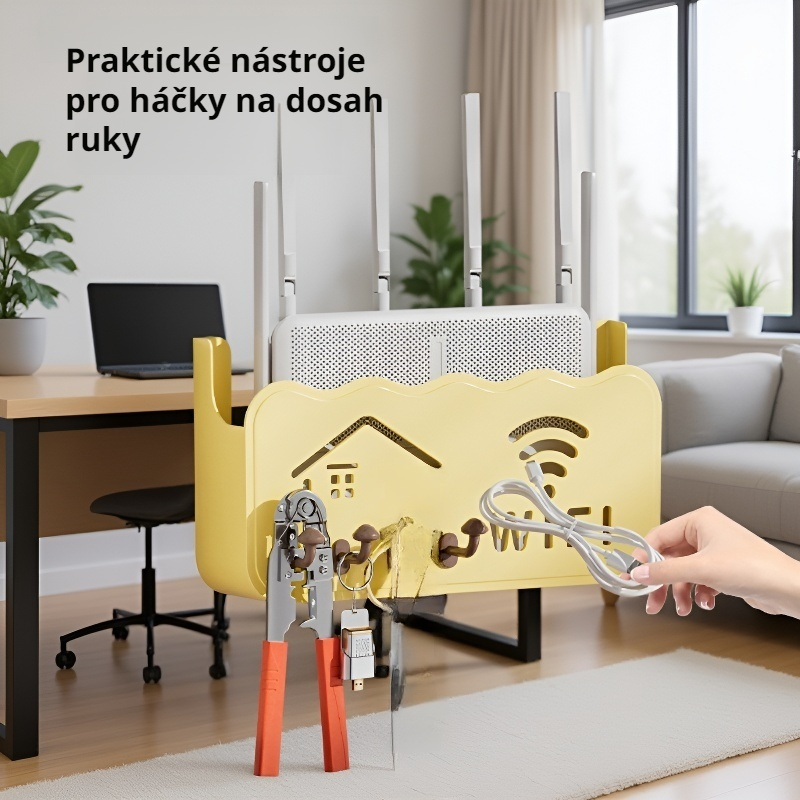 Nástěnný úložný box na router, police na bezdrátový WiFi a televizor
