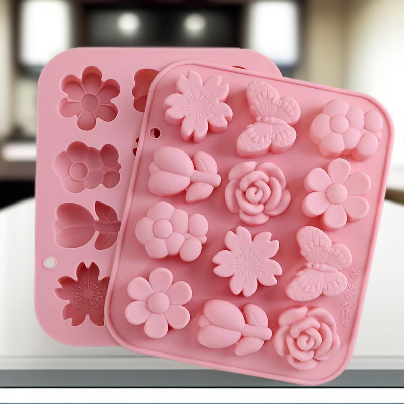 12連不同花朵蝴蝶造型矽膠模具