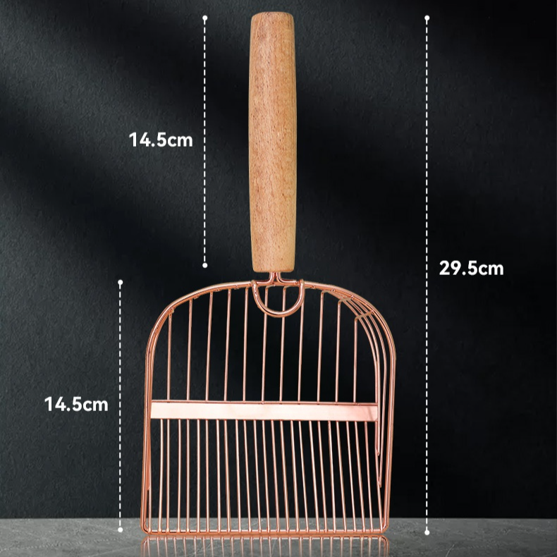 Metal cat litter scoop with hook