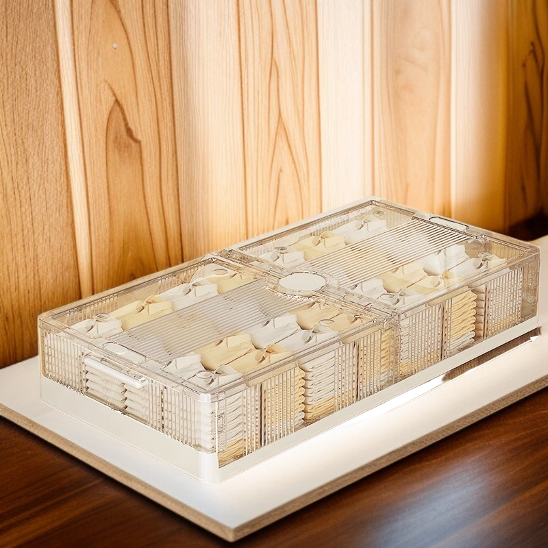 침대 밑에 바퀴가 달린 접이식 서랍형 옷 수납함