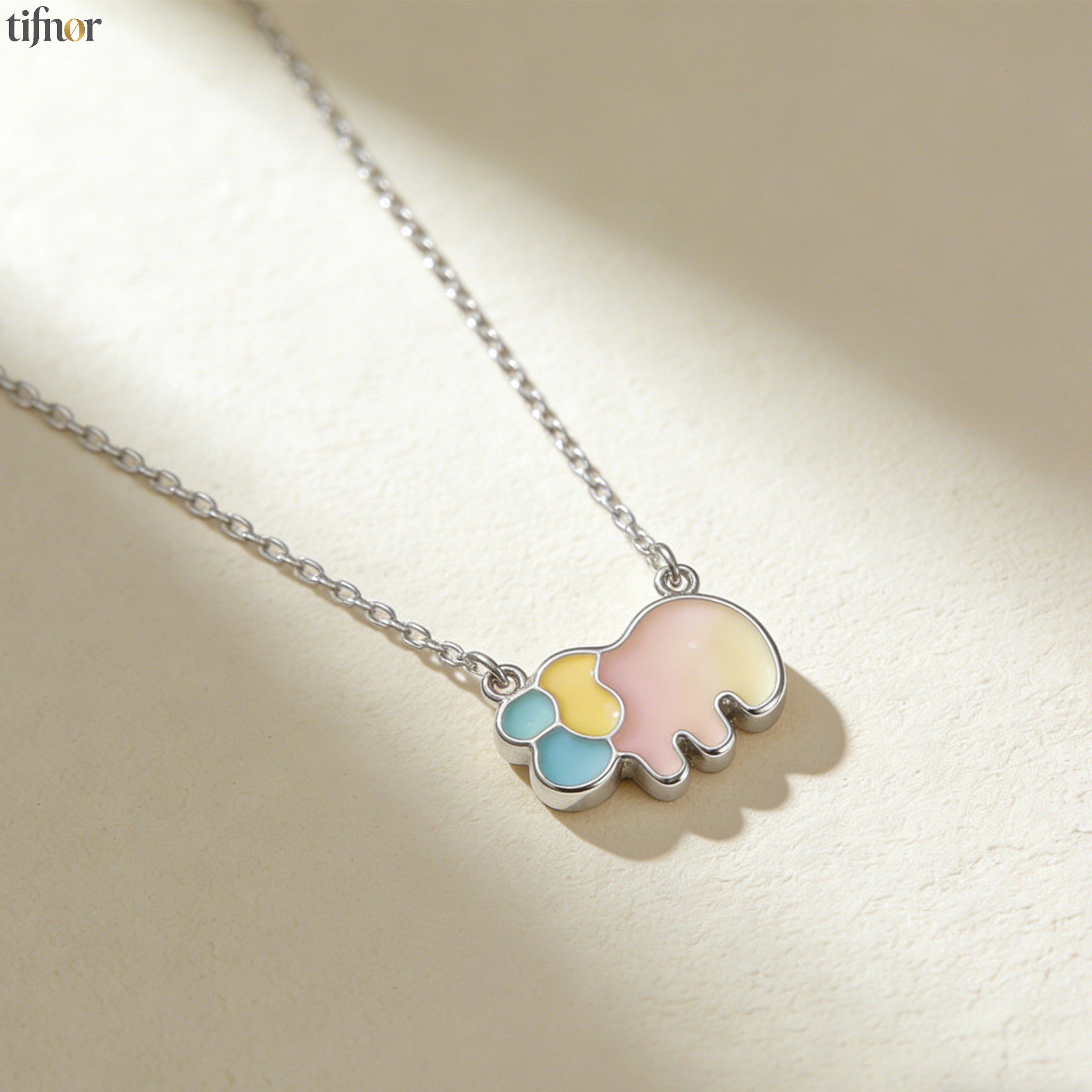 女性が着用したシルバーネックレス