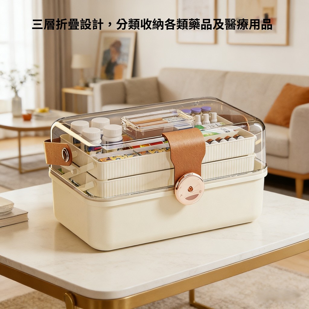 三層折疊式大容量藥箱