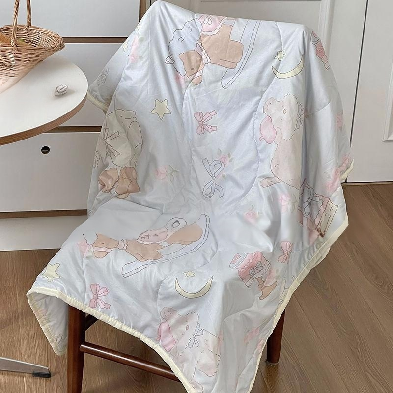 ผ้าห่มบางสำหรับนักเรียนฤดูร้อน ลายหมาน้อยน่ารักสำหรับหอพัก