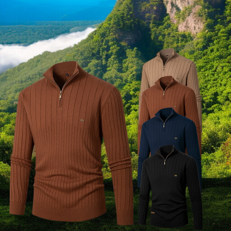 남자 반폴라니트 폴라지퍼 긴팔 솔리드 풀오버 남자 반폴라니트 세트