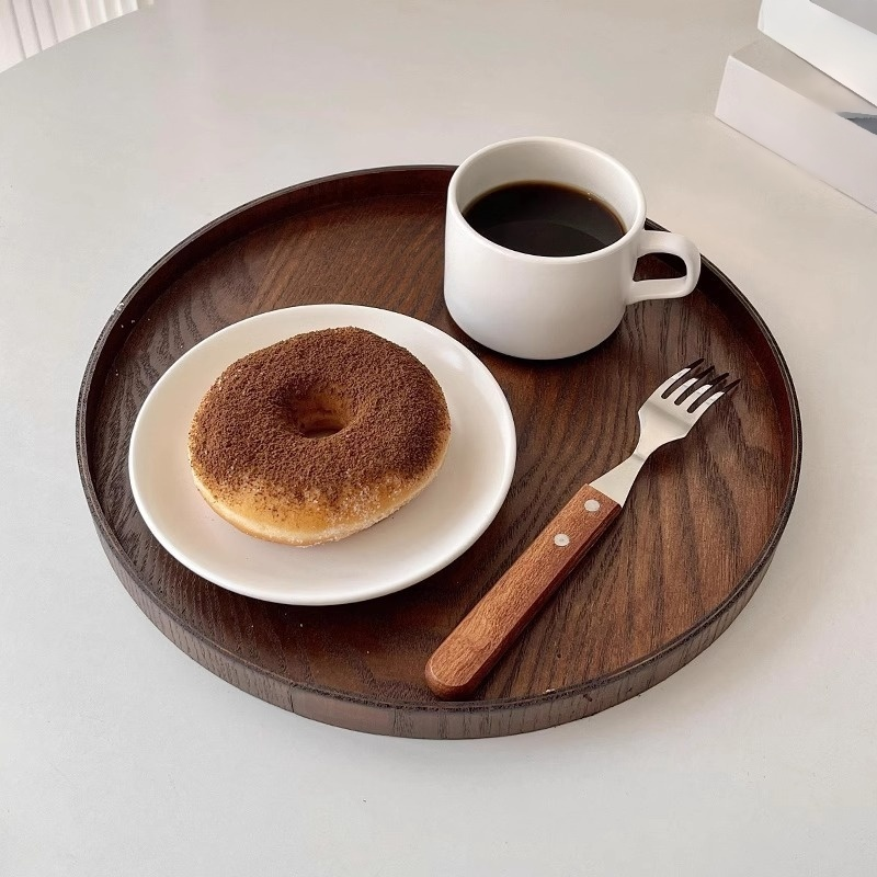 木製ラウンド菓子茶皿