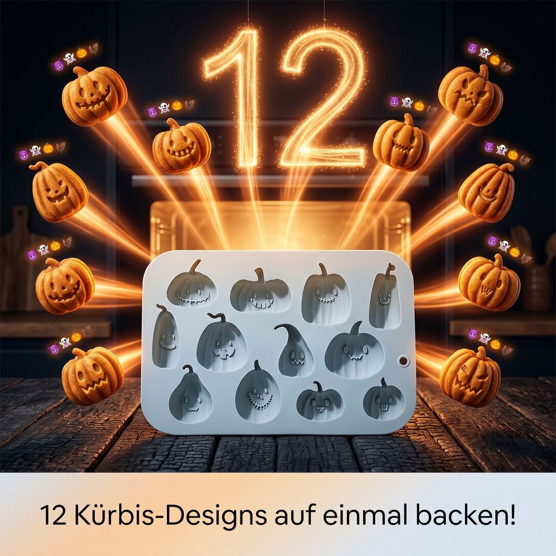 12er Halloween-Kürbis Backform Seifenform Schokoladenform Bonbonform