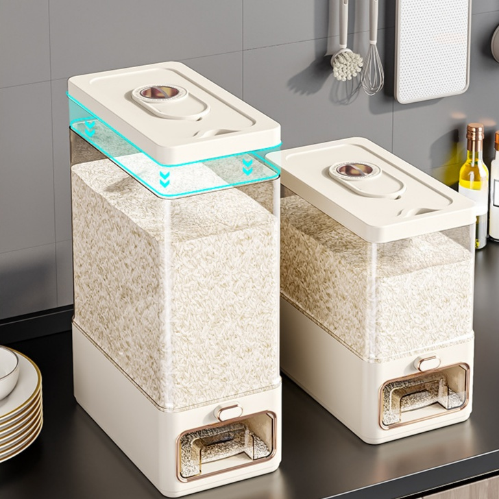 Recipiente hermético para arroz, resistente a insectos y humedad, apto para alimentos