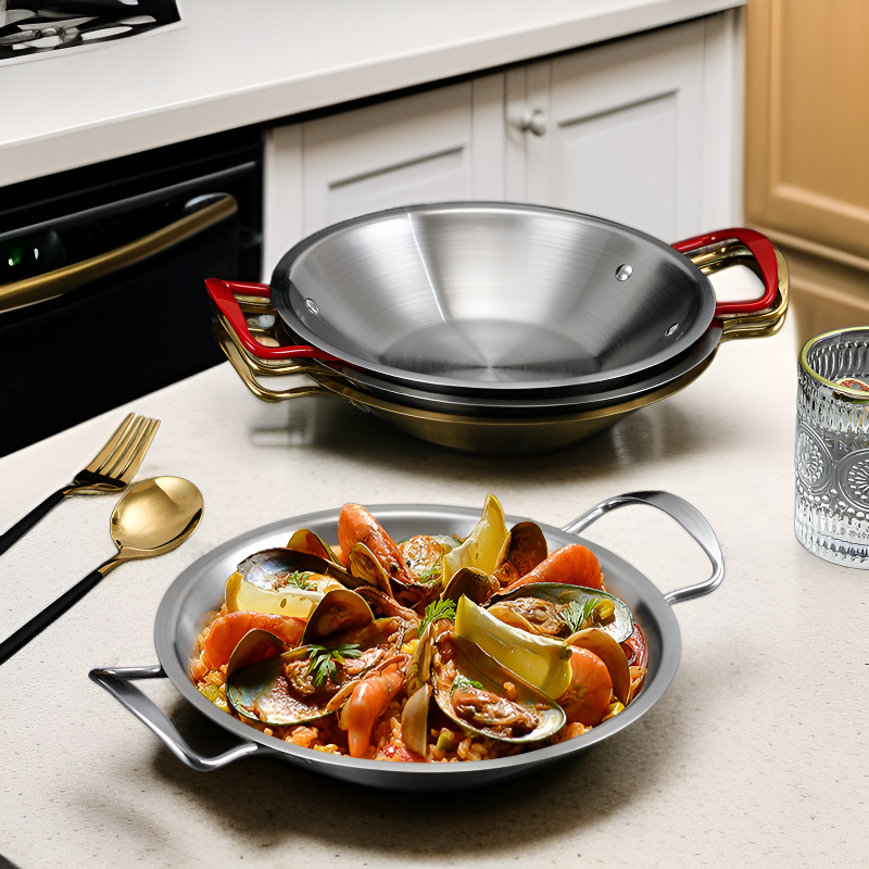 견고하고 내구성이 뛰어난 스테인리스 스틸 양손잡이 냄비