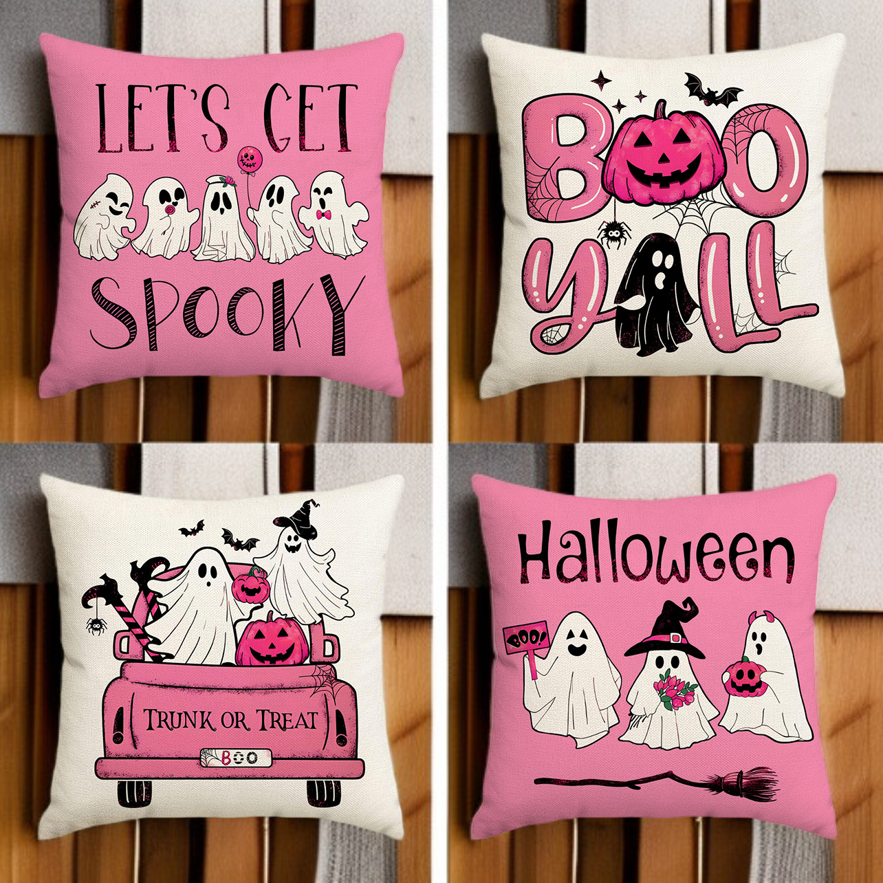 할로윈 베개 커버 호박 두개골 재미있는 유령 쿠션 커버