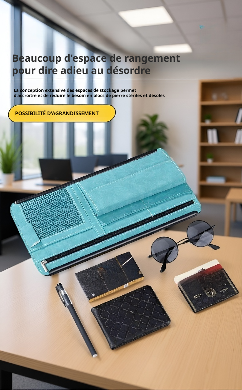 Porte-lunettes de voiture multifonction installé sur pare-soleil