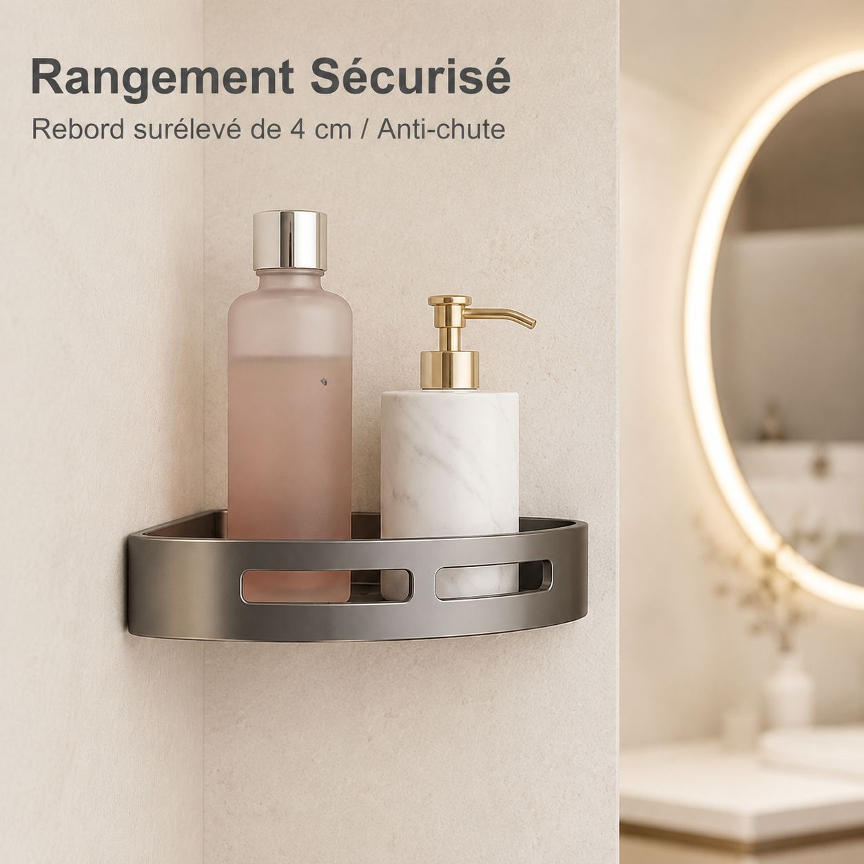 Étagère d’angle pour salle de bain