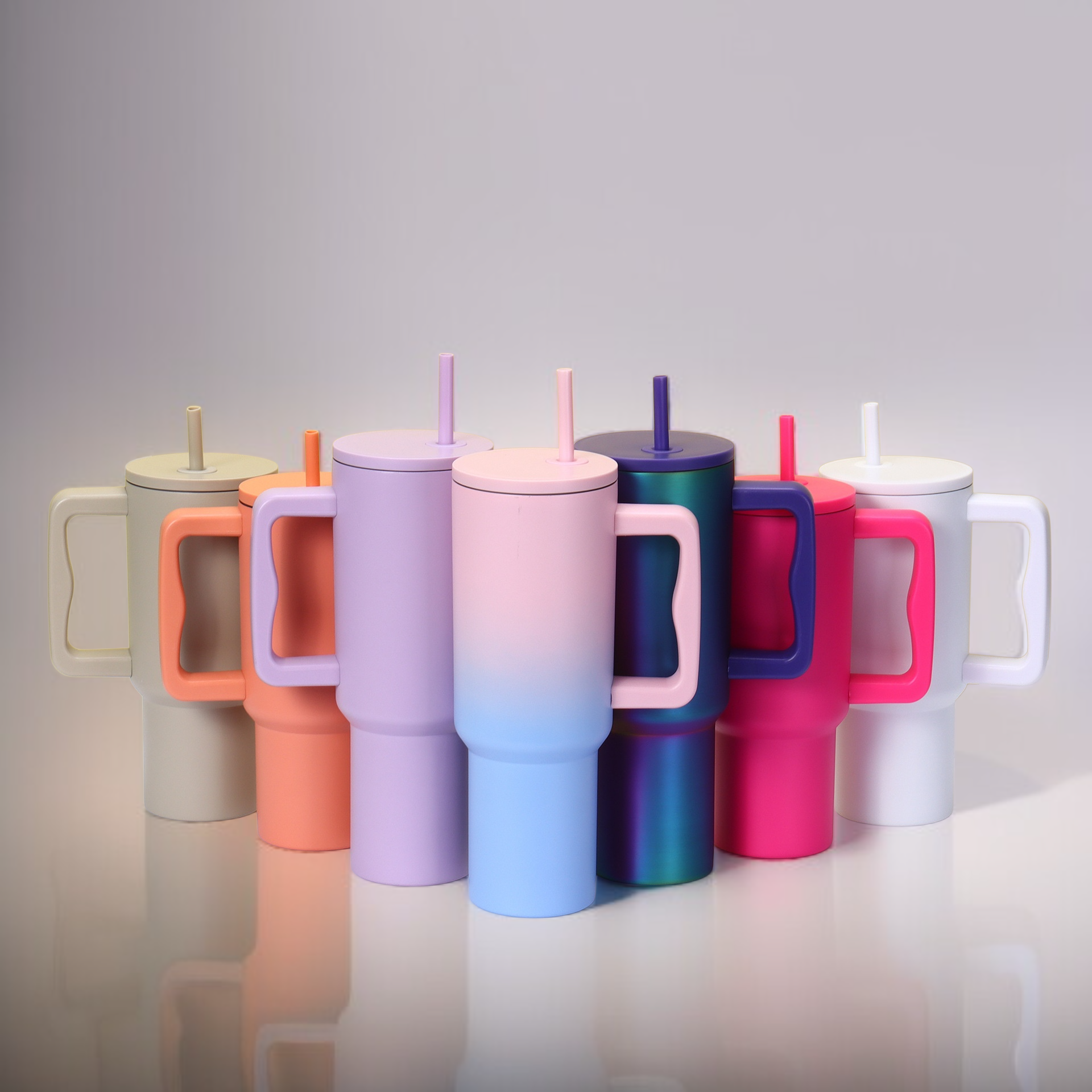 アイスキング ステンレススチール製断熱マグカップ ハンドル付き 車用マグカップ ポータブルストロー