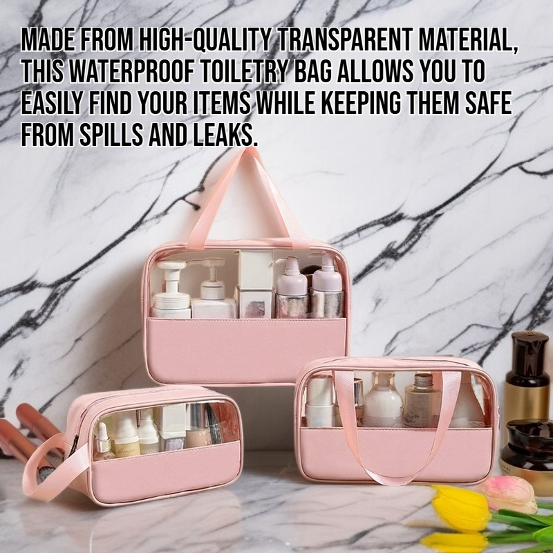 Transparent waterproof portable large capacity toiletry bag