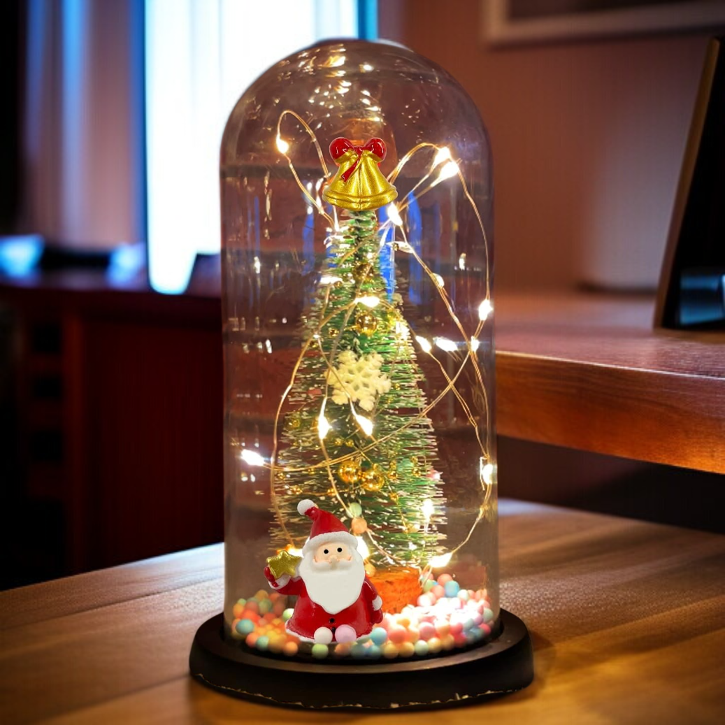 冬のインテリアに映える発光ガラスカバー置物