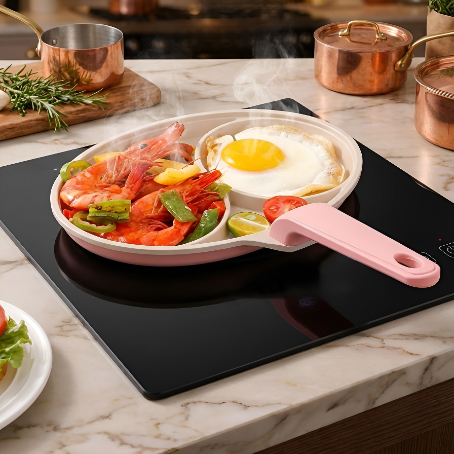 Double-burner induction cooker egg frying pan