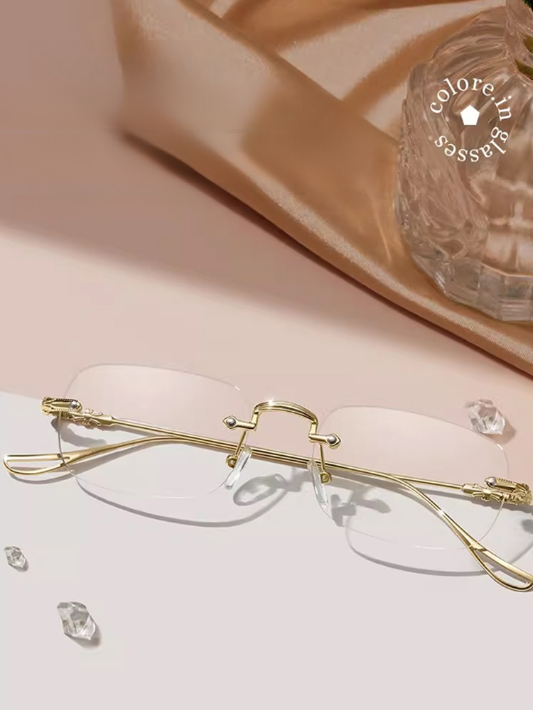 【近視/老眼用選択可】ブルーライトカットフレームレスメガネ