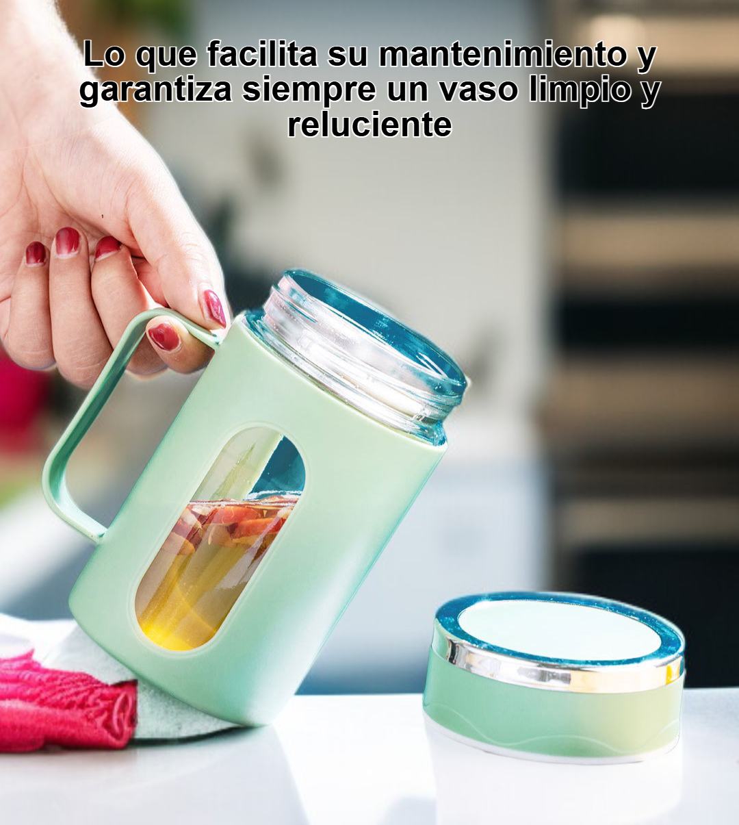 Detalle del diseño de doble pared del vaso de vidrio