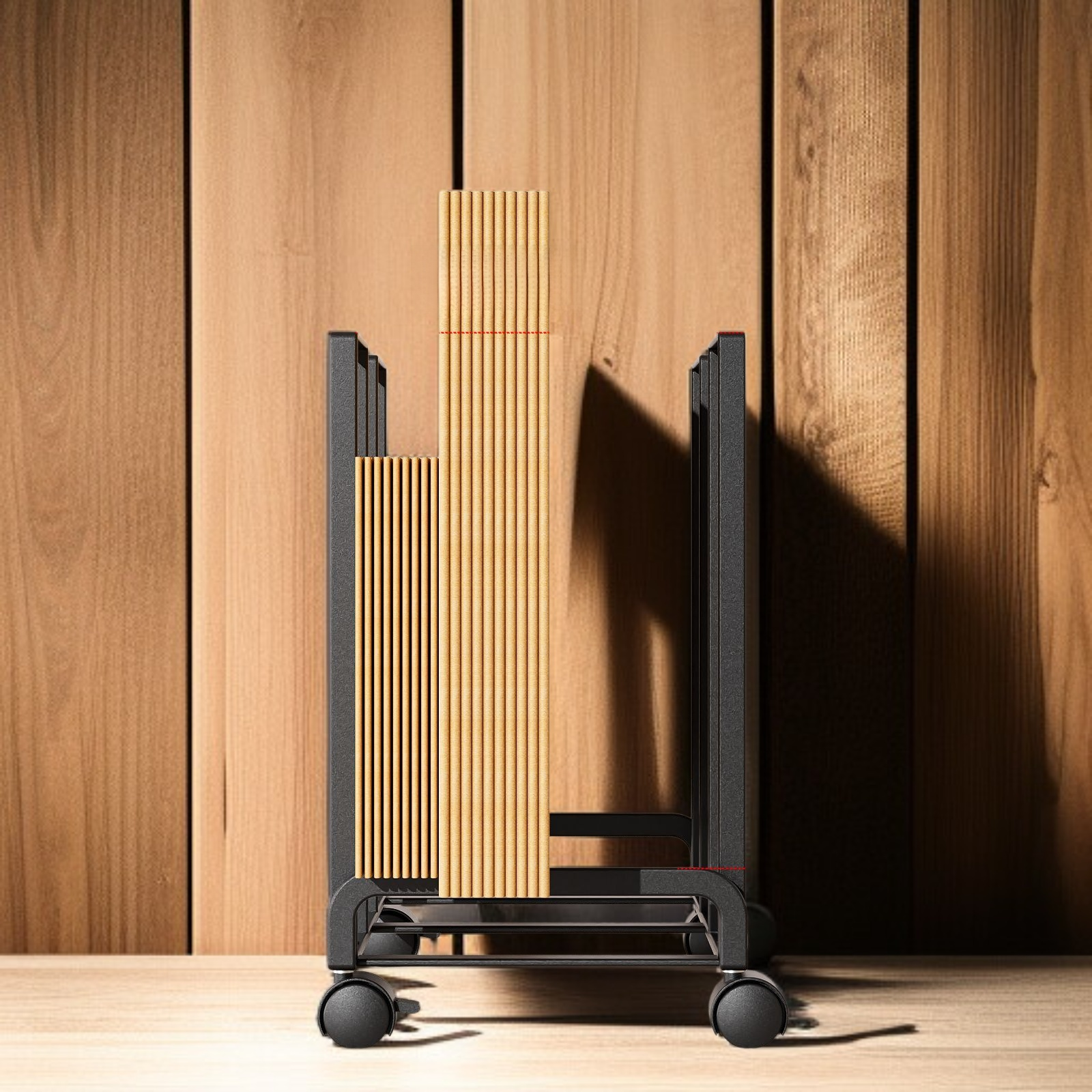 رف تخزين كرتوني متحرك على الطراز الياباني مع عجلات