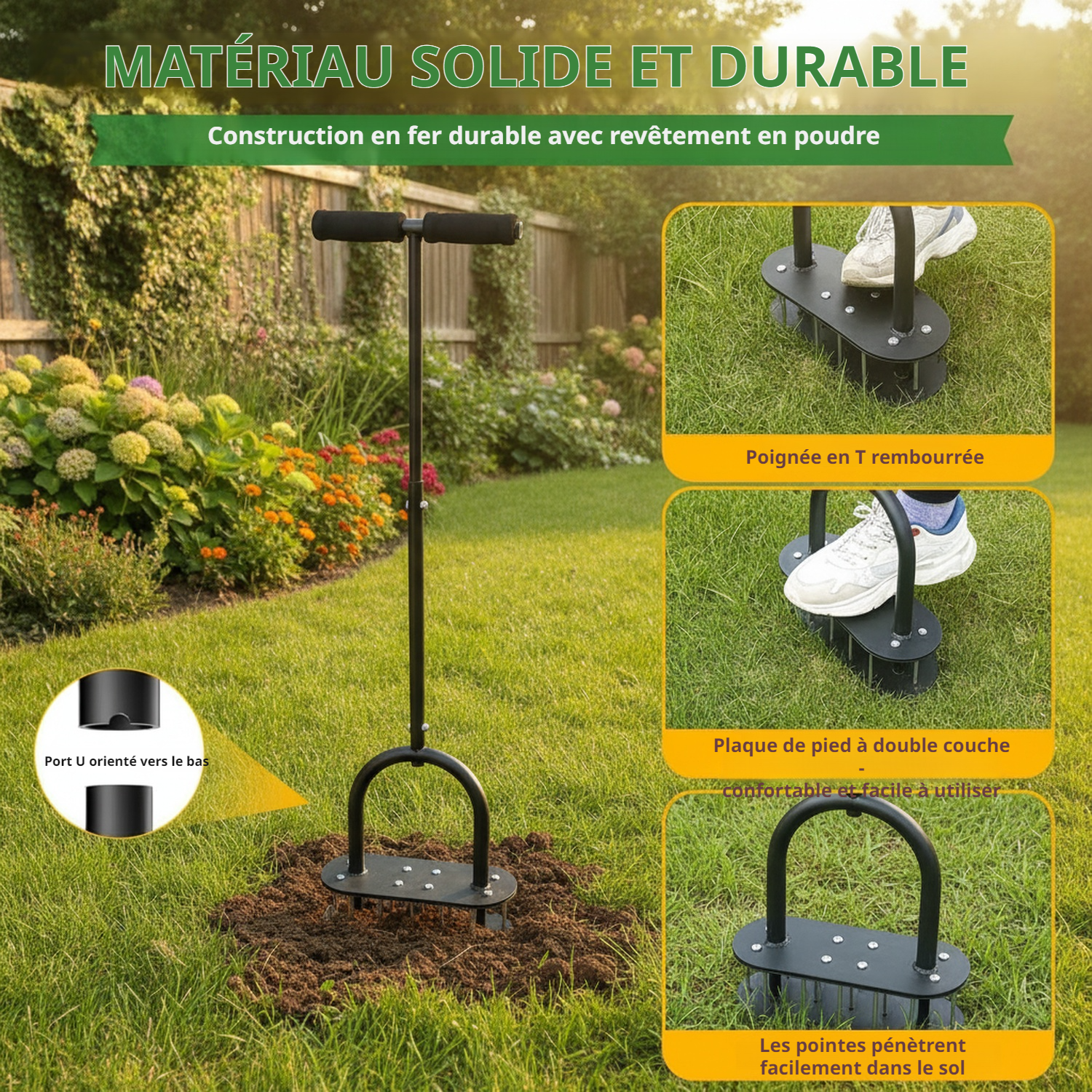 Motoculteur de jardin renforcé pour aération du sol