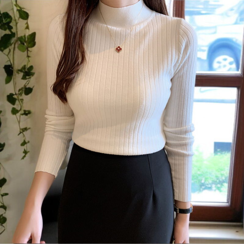 レディースセーター女性ハーフハイネックニットセーターアウター長袖トップススーツボトムシャツスリムインナーニットセーター女性ハーフハイネックアウタースリムニットセータートップススーツボトムシャツ