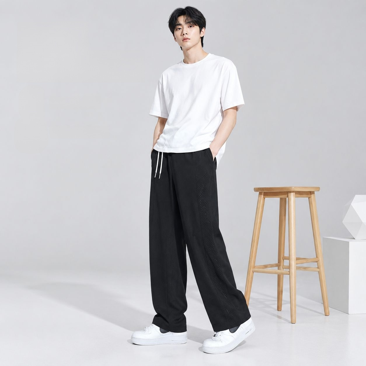 Pantalones casuales rectos de ajuste holgado