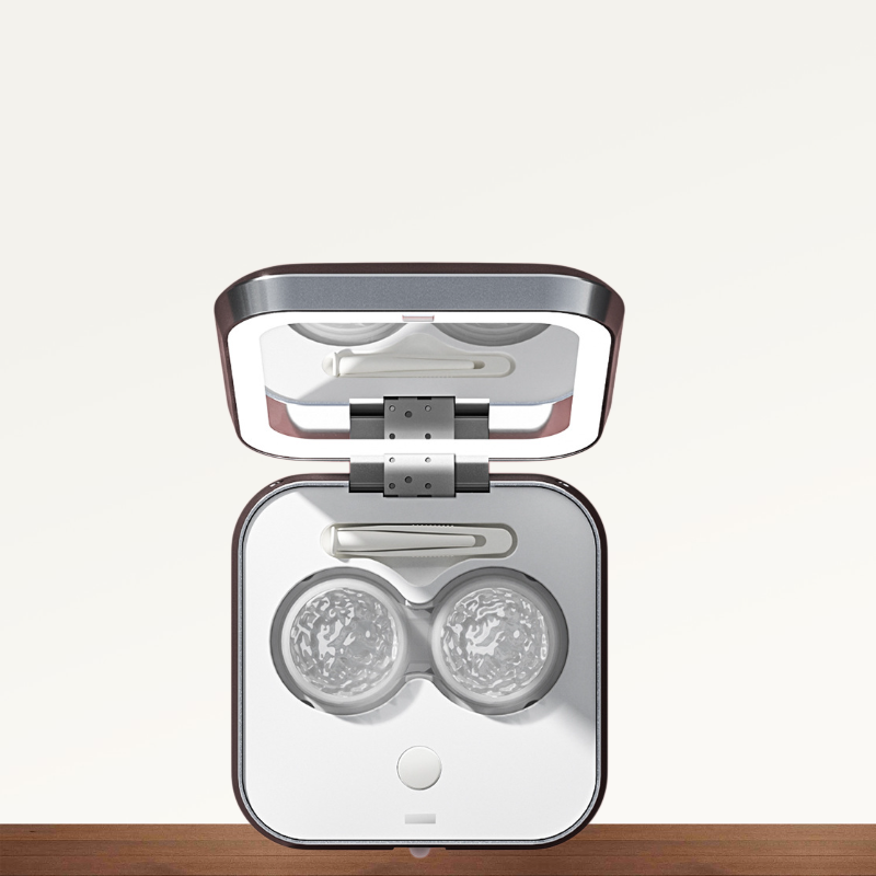 신형 콘택트렌즈 휴대용 뷰티 미러 & 초음파 클리너 투인원